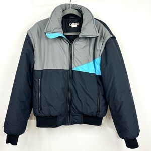 VTG 80s Ossi Jacket Ski Puffer Coat Vest Zip Off Sleeves Men’s M Colorblock Rare